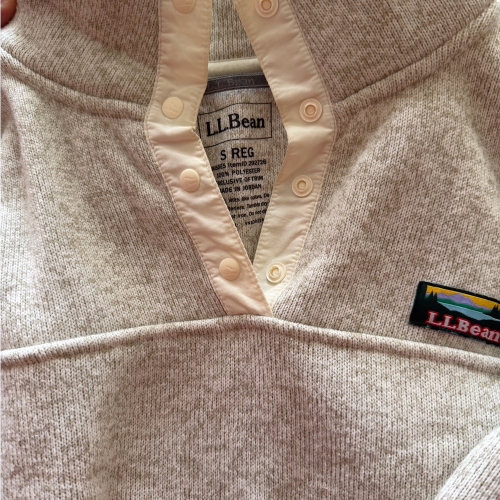 L.L. Bean beige/ cream Button-Up Fleece - Picture 3 of 4